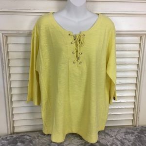 Tommy Hilfiger Size L Lace Up Yellow Top NWT